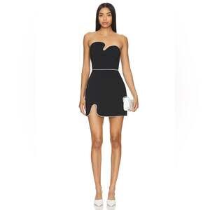 Amanda Uprichard Strapless Puzzle Mini Dress Black / White XL